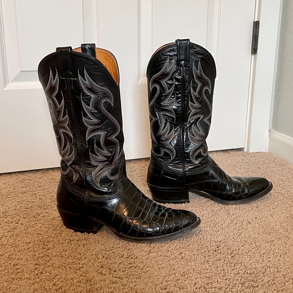 Nocona Men’s Black Alligator Cowboy Boots Size 9D